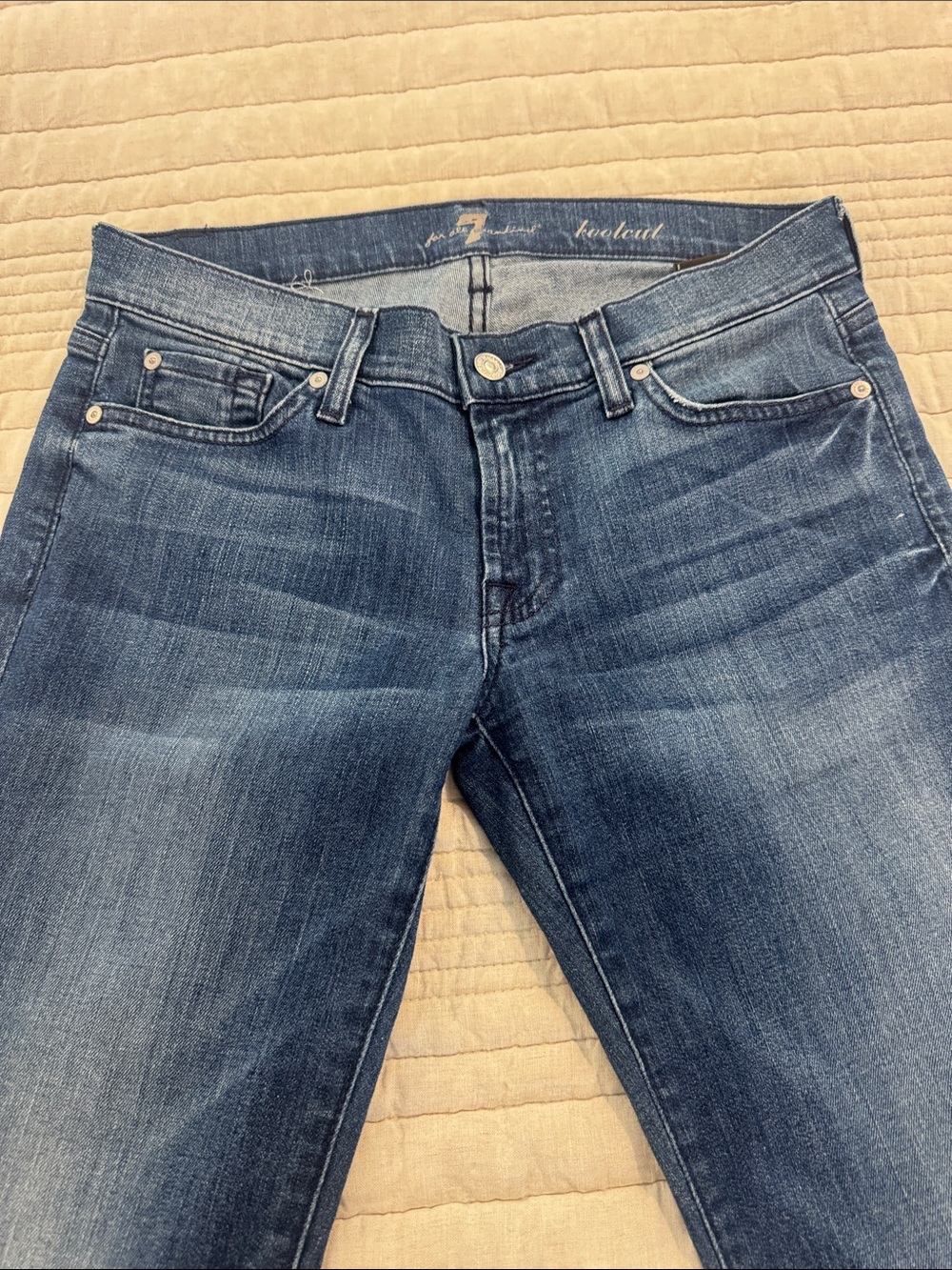 7 for all Mankind Women's Blue Denim Jeans - Classic Mid Wash